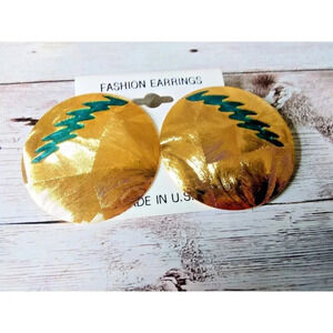Authentic NWT Vintage 1980s XL Gold & Blue Lightning Glam Earrings